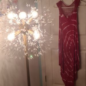 Red cotton maxi netted back long Small